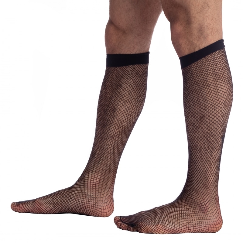 L'Homme invisible Knee Length Fishnet Socks - Black