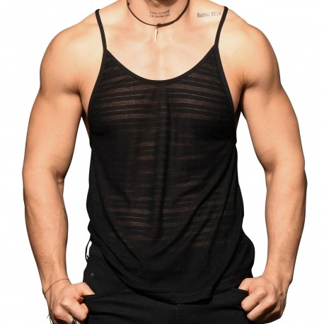 Andrew Christian Unleashed Ring Burnout Tank Top - Black