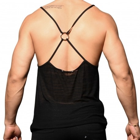 Andrew Christian Unleashed Ring Burnout Tank Top - Black