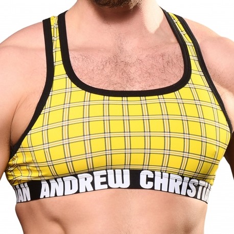 Andrew Christian Plaid Sports Bra - Yellow
