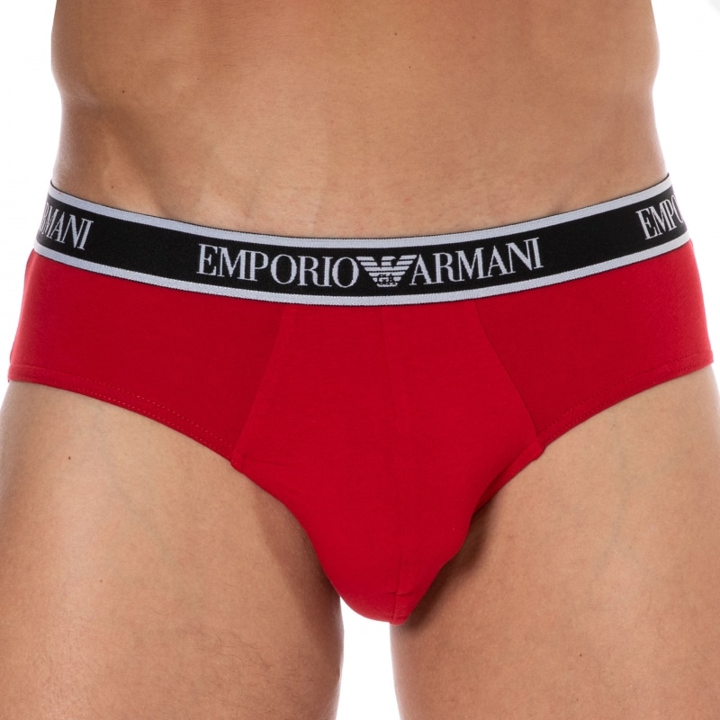 Emporio Armani Core Logoband Cotton Briefs - Red