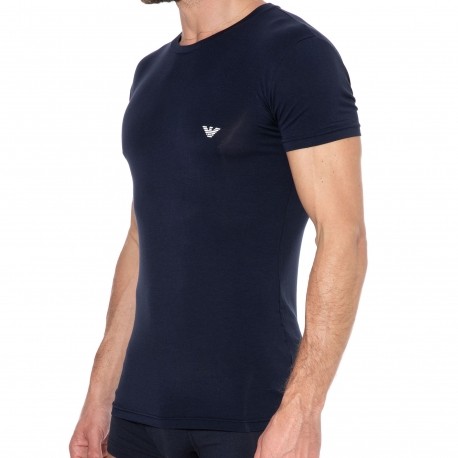Emporio Armani T-Shirt Soft Touch Bamboo Viscose Bleu Marine