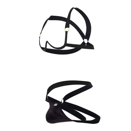 Ensemble Harnais Soutien-Gorge - Jock Strap Noir CandyMan