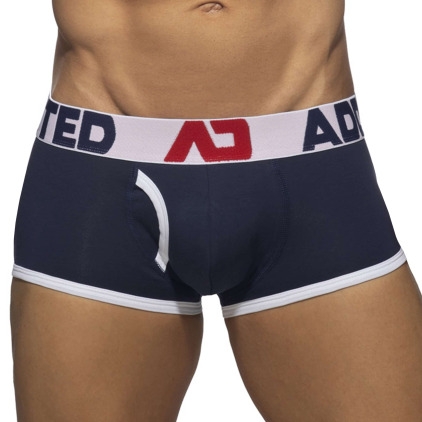 Boxer Open Fly Coton Bleu Marine - Blanc Addicted