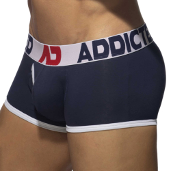Boxer Open Fly Coton Bleu Marine - Blanc Addicted