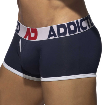 Boxer Open Fly Coton Bleu Marine - Blanc Addicted