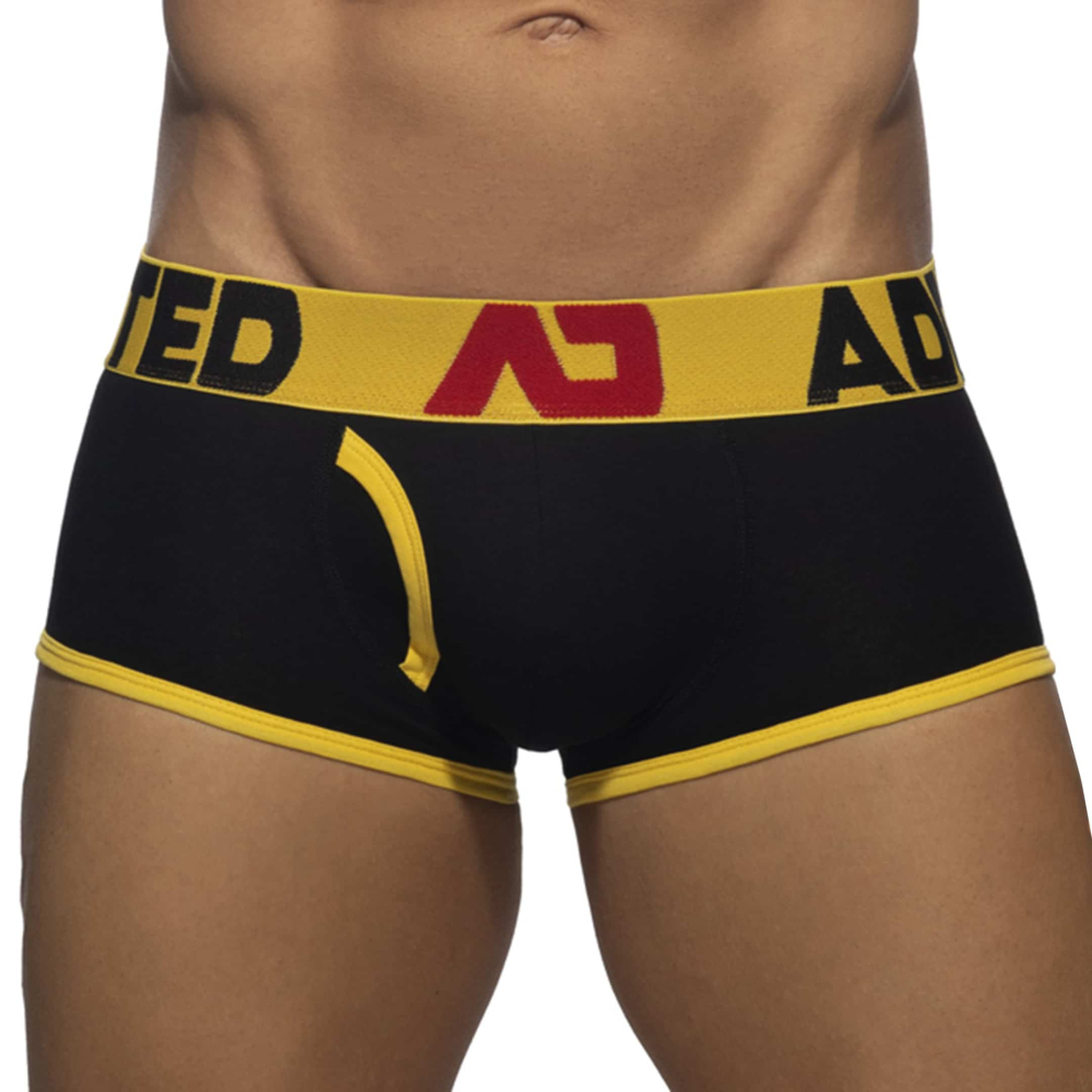 Addicted Boxer Open Fly Coton Noir - Jaune | INDERWEAR