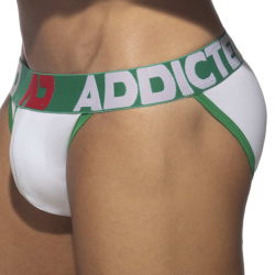 Slip Tanga Open Fly Coton Blanc - Vert Addicted