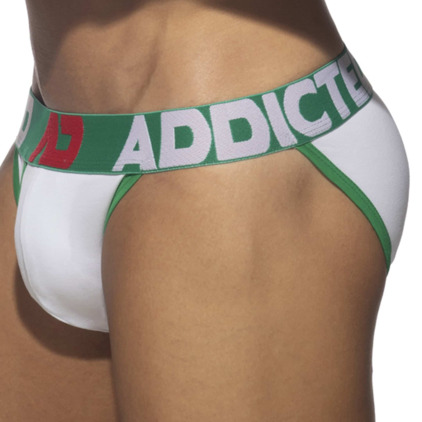 Slip Tanga Open Fly Coton Blanc - Vert Addicted