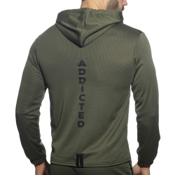 Veste à Capuche Manches Longues Loop Mesh Kaki Addicted