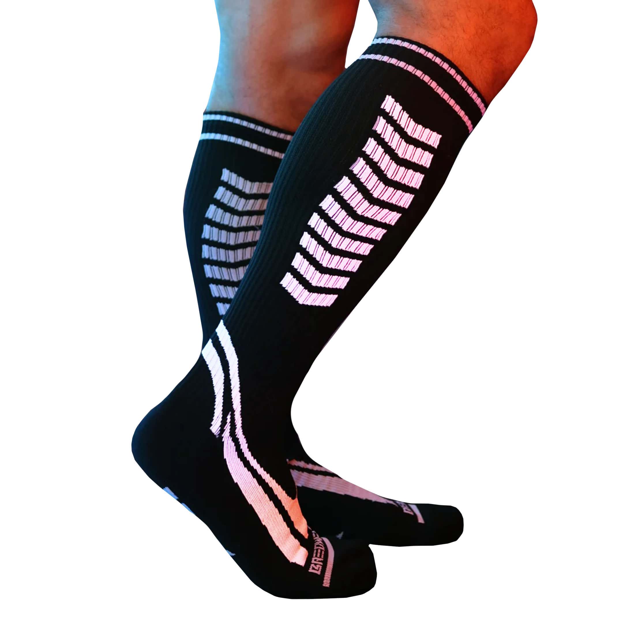 Breedwell Daycrawler Knee Socks - Black - White | INDERWEAR