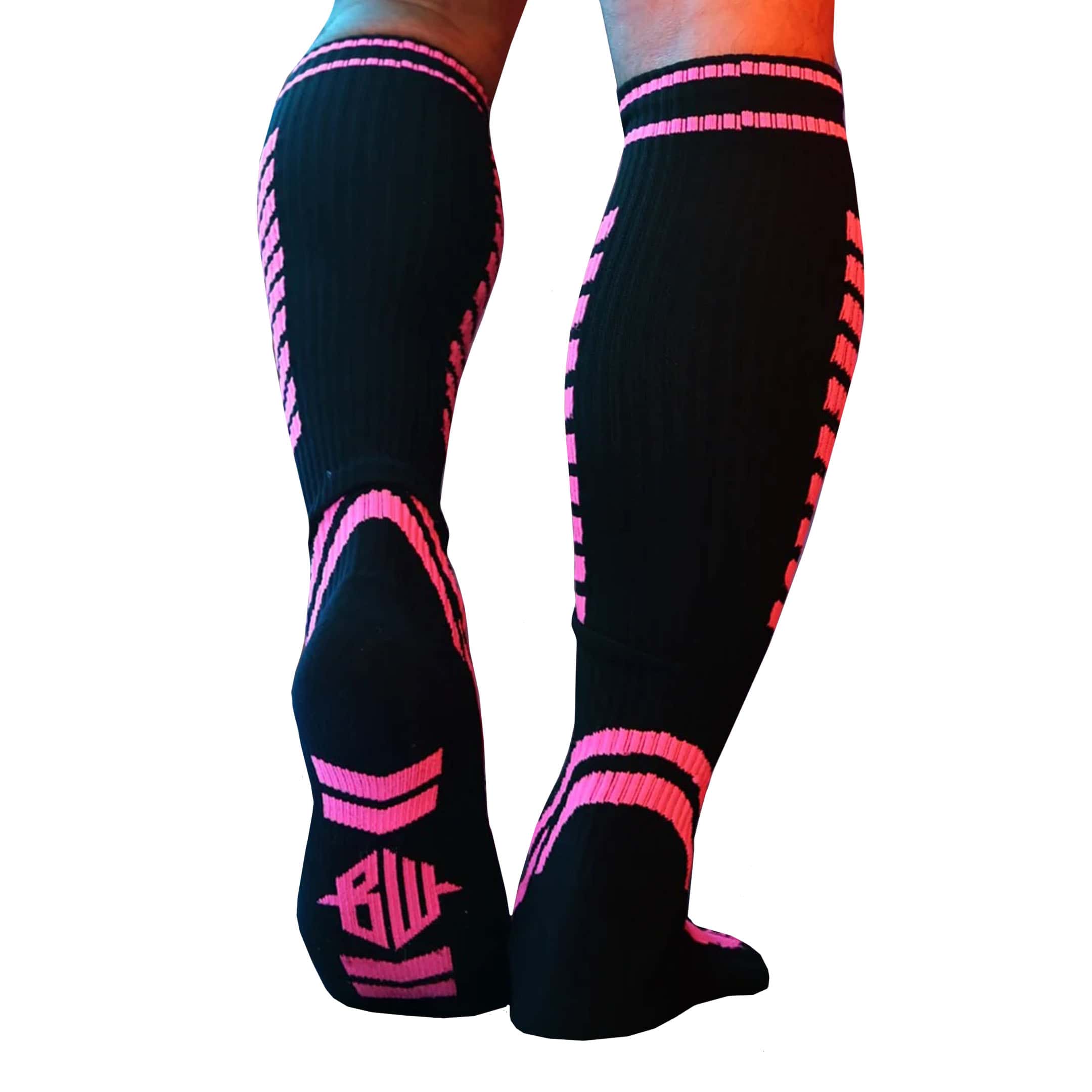 Breedwell Daycrawler Knee Socks - Black - Neon Pink | INDERWEAR