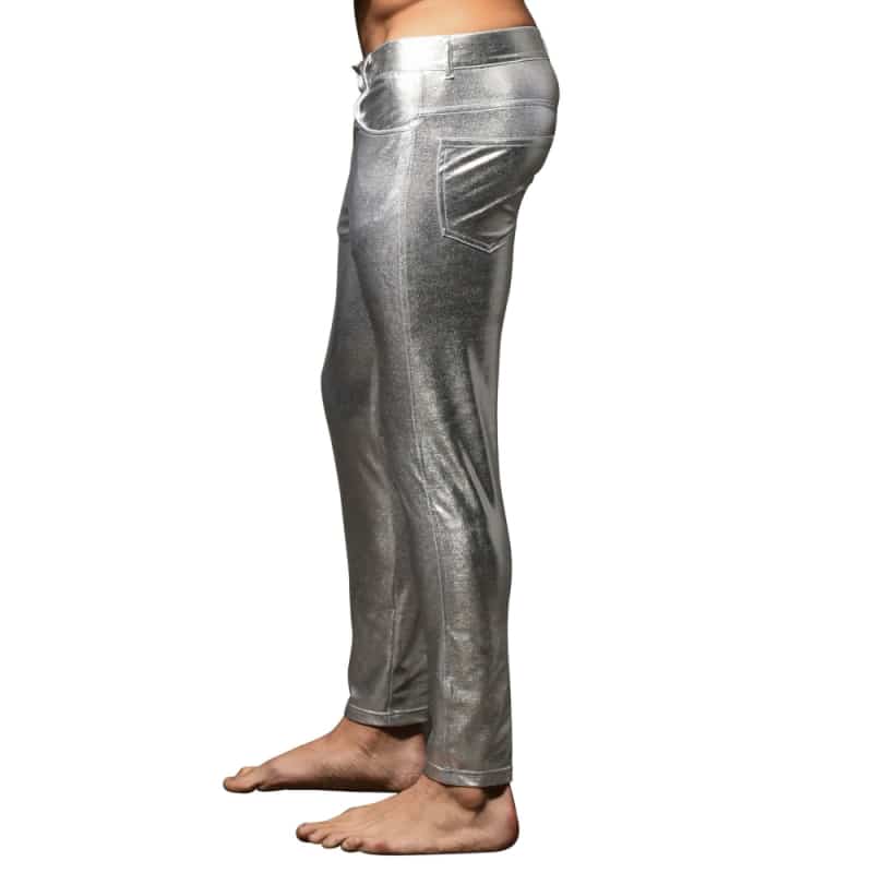 Mens Faux Leather Metallic Pants Shiny Trousers Wet Look Pocket Punk Hippy  Style | eBay