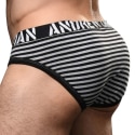 Andrew Christian Slip Almost Naked Prison Rayé Noir - Gris