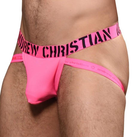 Andrew Christian Jock Strap Almost Naked Hotness Rib Rose Fluo