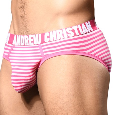 Andrew Christian Slip Almost Naked Ultra Pink Stripe Rose