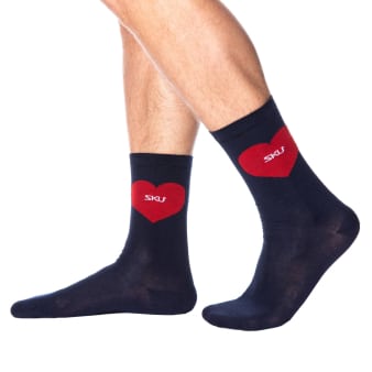 Chaussettes Basses Coton Cœurs - Bleu Marine SKU