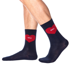 Chaussettes Basses Coton Cœurs - Bleu Marine SKU