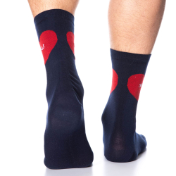 Chaussettes Basses Coton Cœurs - Bleu Marine SKU