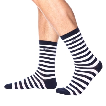 Chaussettes Basses Coton Marinière - Bleu Marine - Blanc SKU