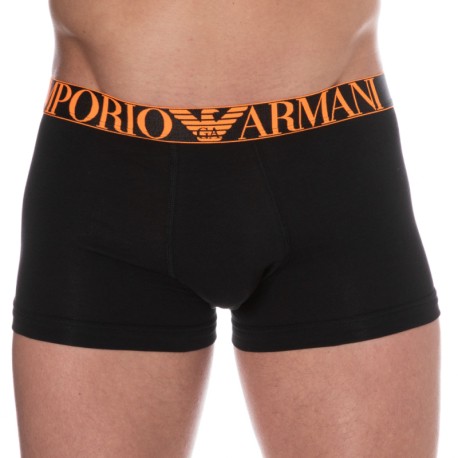 Emporio Armani Boxer Shiny Logoband Coton Noir - Orange