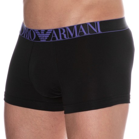 Emporio Armani Boxer Shiny Logoband Coton Noir - Violet