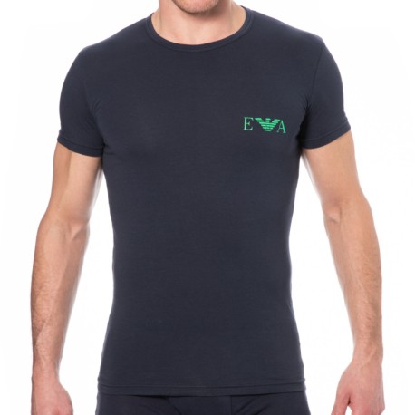 Emporio Armani T-Shirt Bold Monogram Coton Bleu Marine - Vert