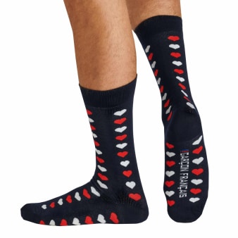 Chaussettes Basses Coton Cœurs Bleu Marine Garçon Français