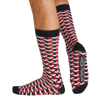 Chaussettes Basses Geométriques Bleu Marine Garçon Français