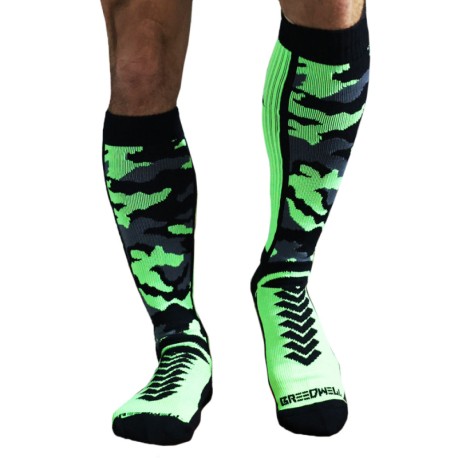Breedwell Chaussettes Hautes Neo Camo Vert Fluo