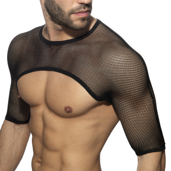 Addicted Mesh Shoulder Top - Black