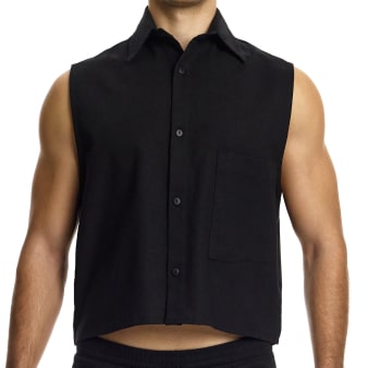 Chemise Crop Sans Manches en Lin Noire Modus Vivendi