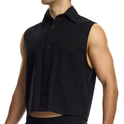 Chemise Crop Sans Manches en Lin Noire Modus Vivendi