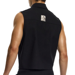 Chemise Crop Sans Manches en Lin Noire Modus Vivendi