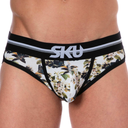 Slip Coton Floral Blanc Cassé SKU