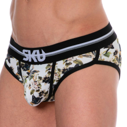 Slip Coton Floral Blanc Cassé SKU