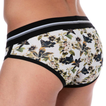 Slip Coton Floral Blanc Cassé SKU