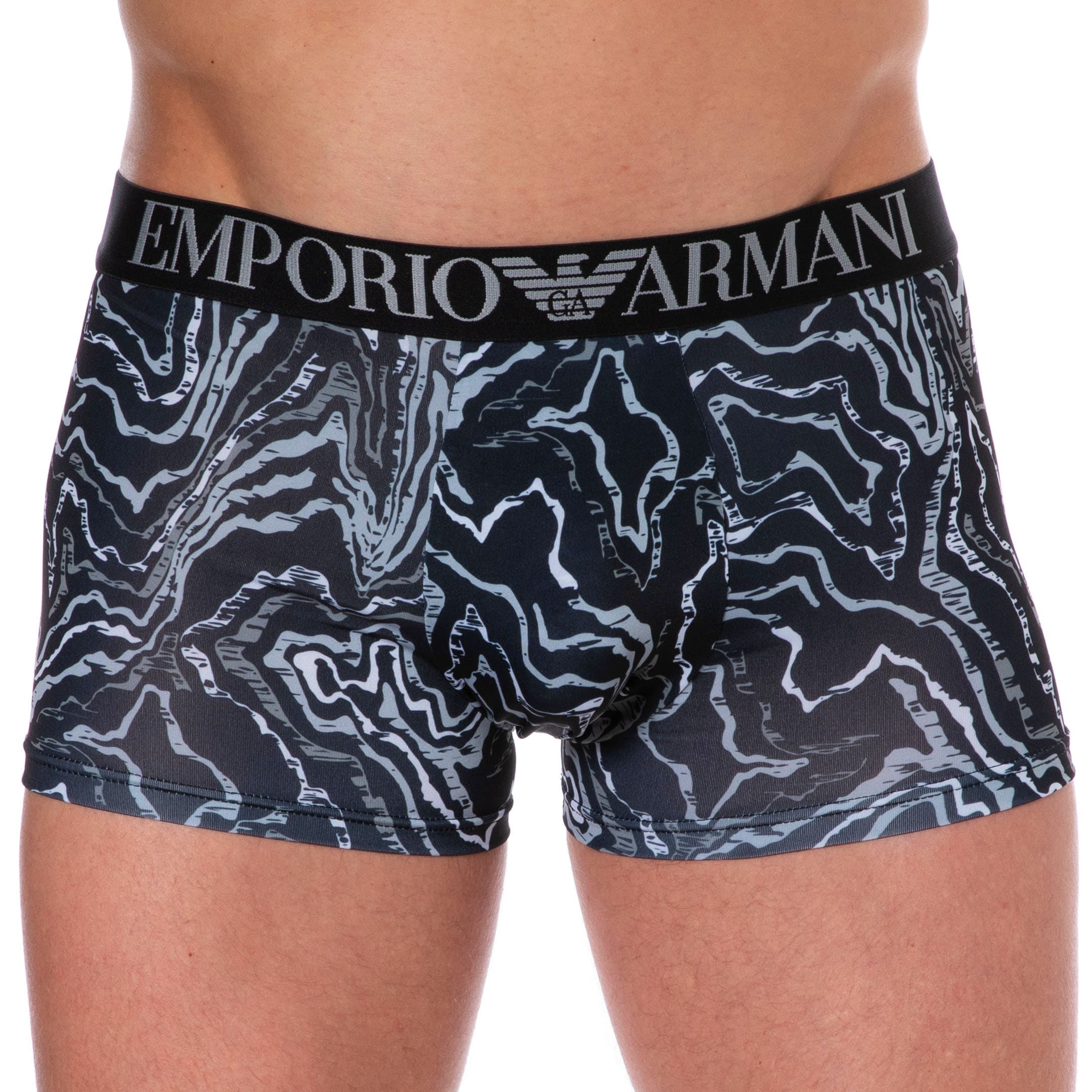 Emporio Armani All Over Printed Microfiber Boxer Briefs - Black