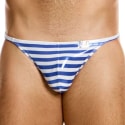 Modus Vivendi String de Bain Laminated Rayé Bleu - Blanc