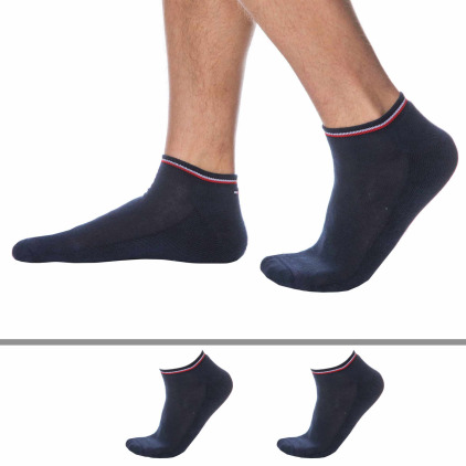 Lot de 2 Paires de Socquettes Sneaker Iconic Bleu Marine Tommy Hilfiger