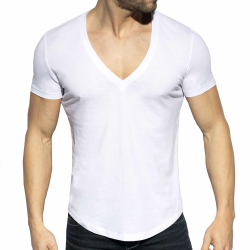 T-Shirt Col V Plongeant Blanc ES Collection