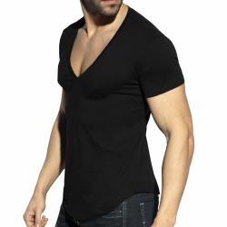 T-Shirt Col V Plongeant Noir ES Collection