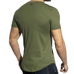 T-Shirt Col V Plongeant Kaki ES Collection
