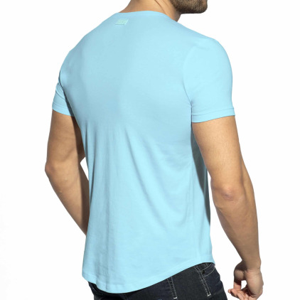 T-Shirt Col V Plongeant Bleu Ciel ES Collection