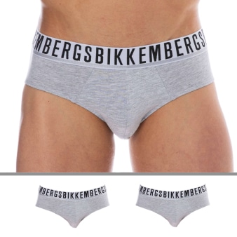 Lot de 2 Slips Essential Coton Gris Chiné Bikkembergs