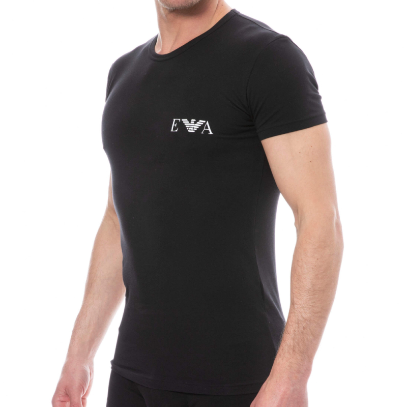 Emporio Armani Bold Monogram Cotton T-Shirt - Black - White | INDERWEAR