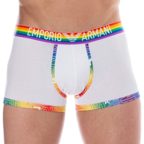Emporio Armani Rainbow Logo Cotton Boxer Briefs - White
