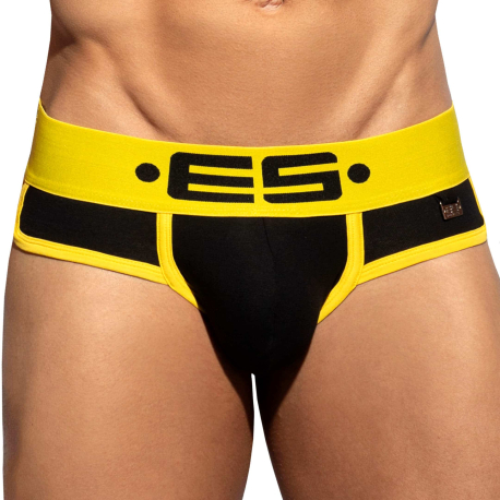 ES Collection Double Side Cotton Briefs - Black - Yellow