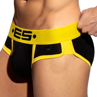 Slip Double Side Coton Noir - Jaune ES Collection