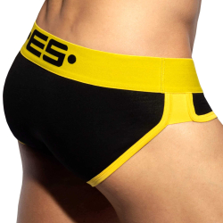Slip Double Side Coton Noir - Jaune ES Collection